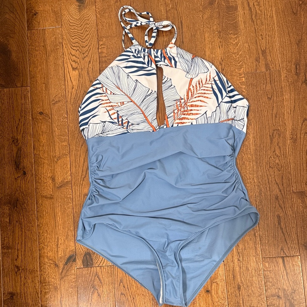 Tropical Halter One-Piece Swimsuit